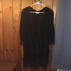 Black button up swimsuit coverup dress